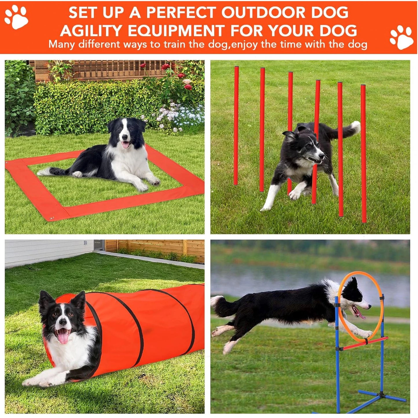 HiMISSH 87 Piece Dog Agility Training Equipment Set Obstacle Course Kit