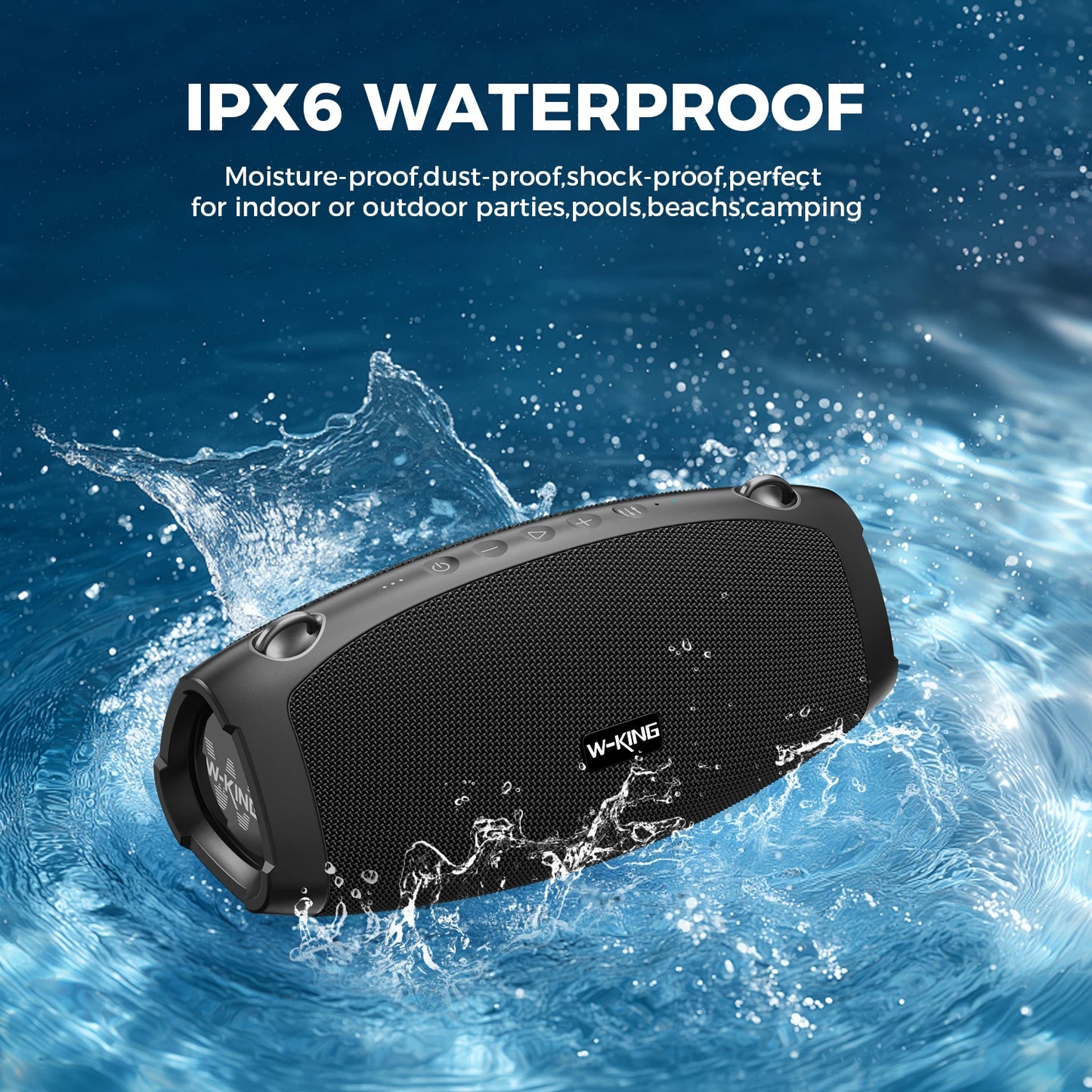 W-King 70W Portable Bluetooth Speaker With Wireless Microphone Waterproof