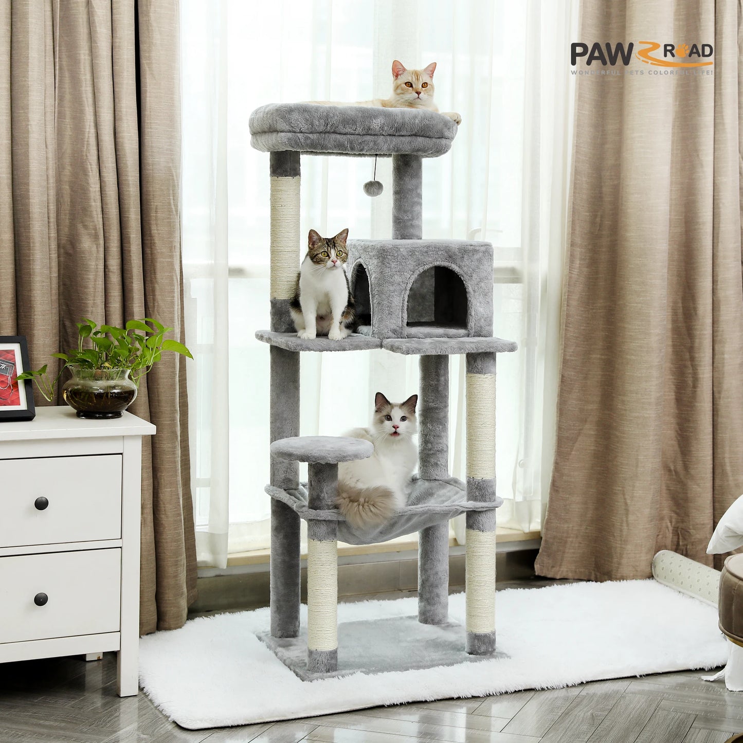 PAWZ Road 5 Level Cat Tree Indoor Cat Tower Durable