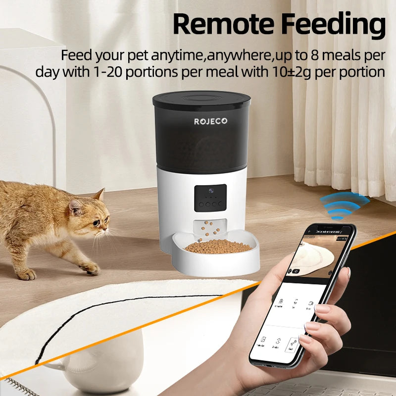ROJECO Automatic Cat Feeder With Camera And Voice Recorder