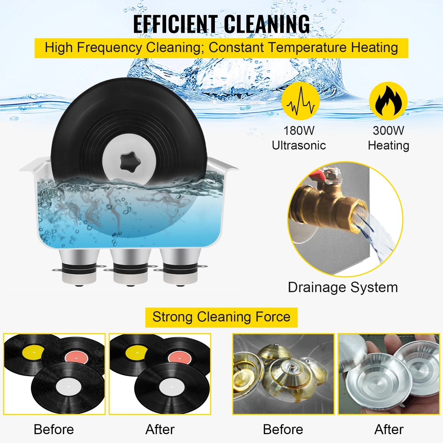 Succebuy 6L Ultrasonic Vinyl Record Cleaner Portable Washer