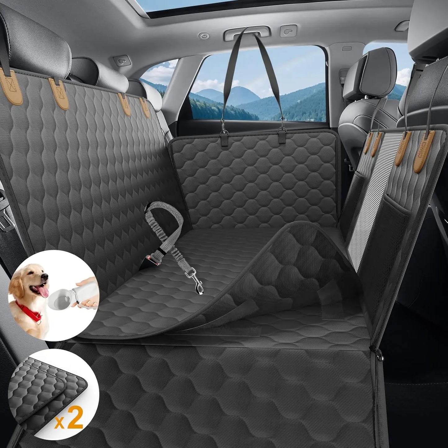 Wedyvko Waterproof Dog Car Seat Hammock Back Seat Protector