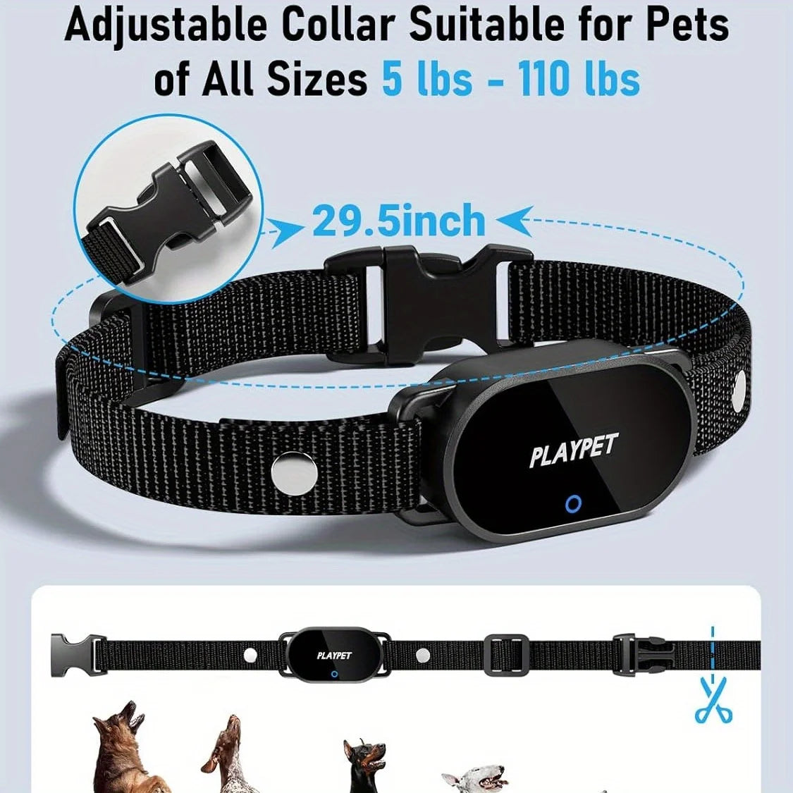 NONECN Dog Shock Collar With Remote LED Light Waterproof Rechargeable