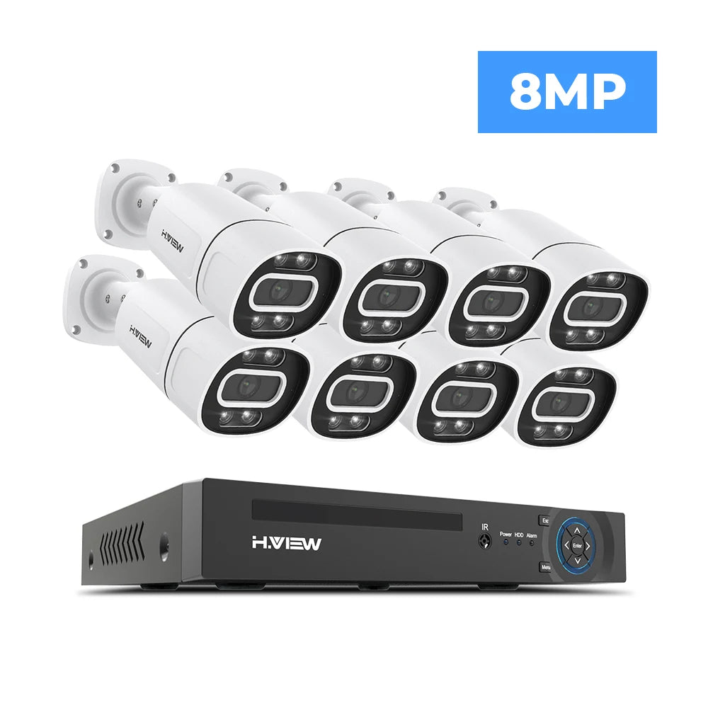 H.VIEW 4K 5MP 8MP PoE CCTV Camera System Alongside NVR