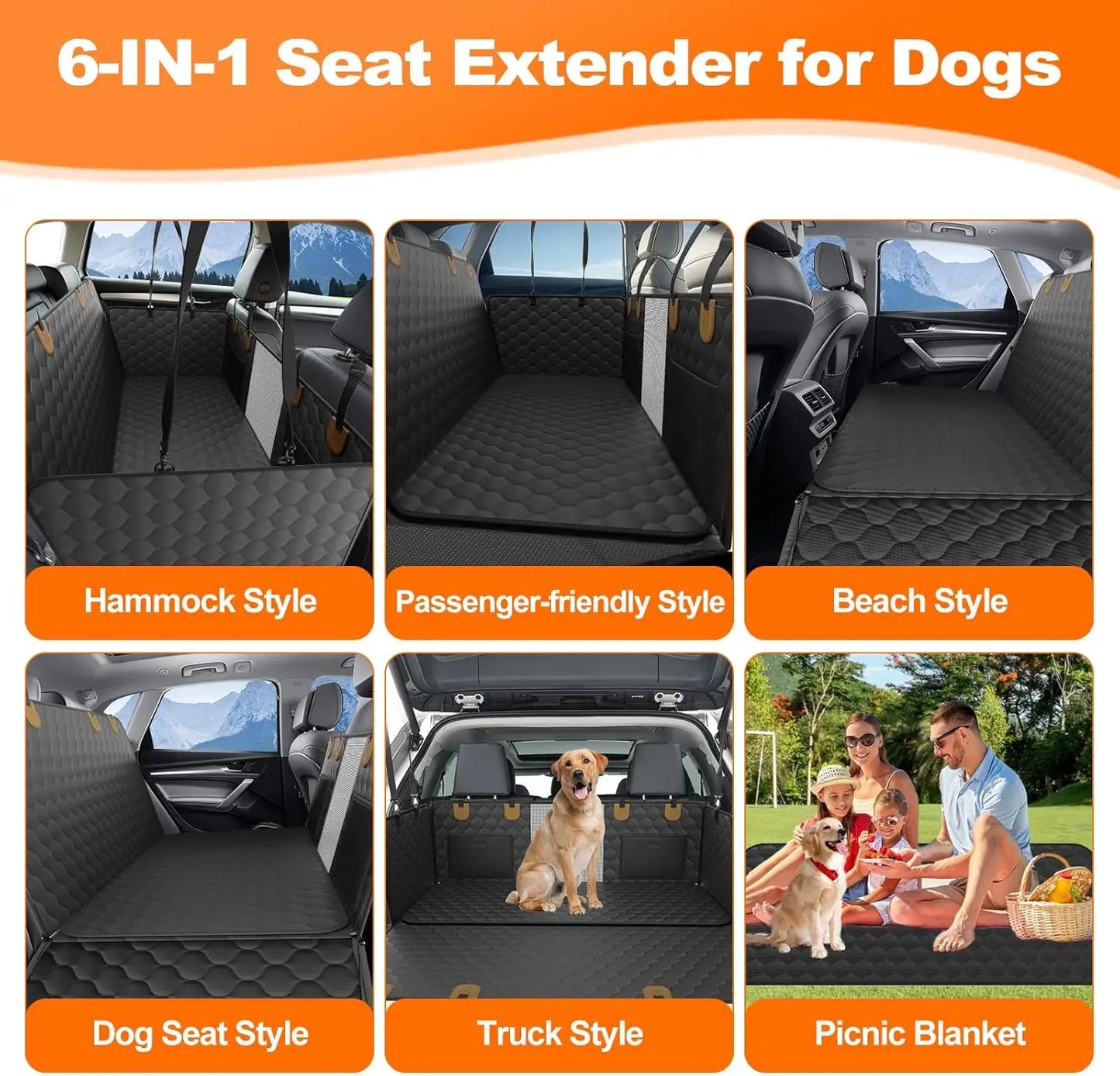 Wedyvko Waterproof Dog Car Seat Hammock Back Seat Protector