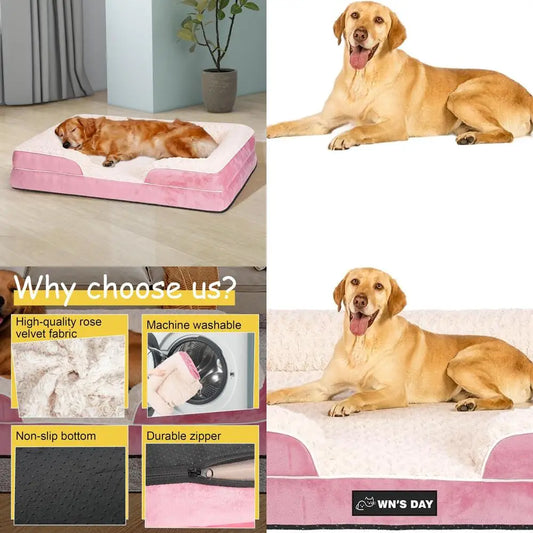 Orthopedic Memory Foam Dog Bed With Washable Waterproof Cover