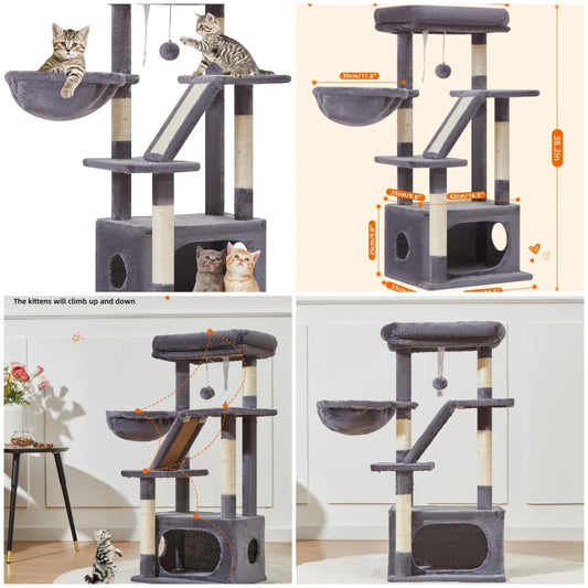 Cat Tree Indoor Cat Tower With Adjustable Baskets And Perch