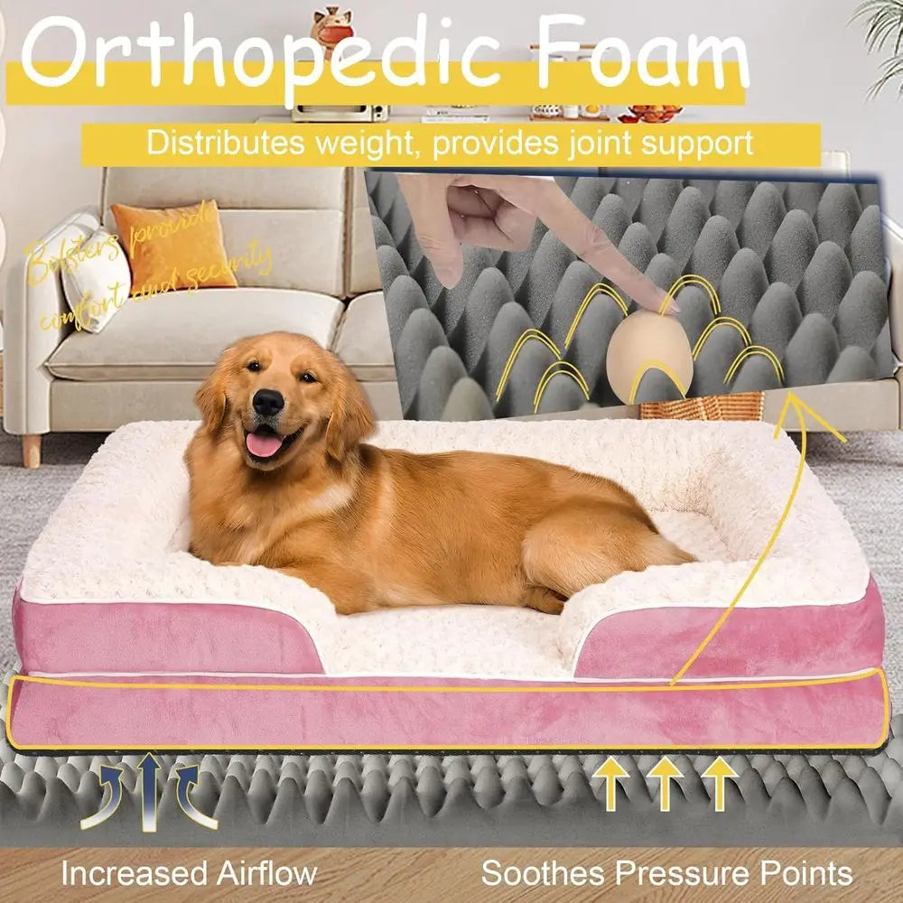 Orthopedic Memory Foam Dog Bed With Washable Waterproof Cover