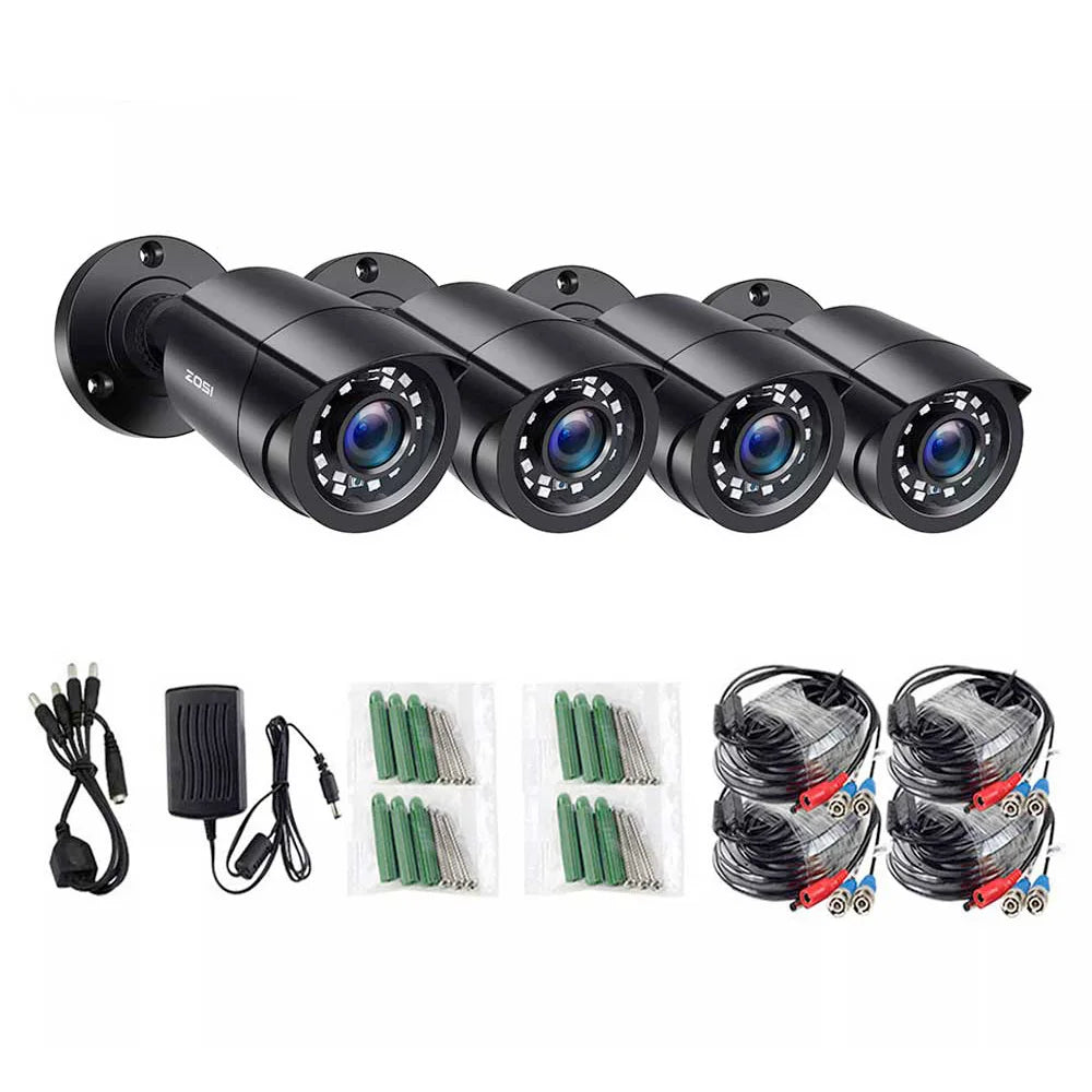 ZOSI 1080P TVI Security Cameras Outdoor Indoor Weatherproof Bullet 4Pack