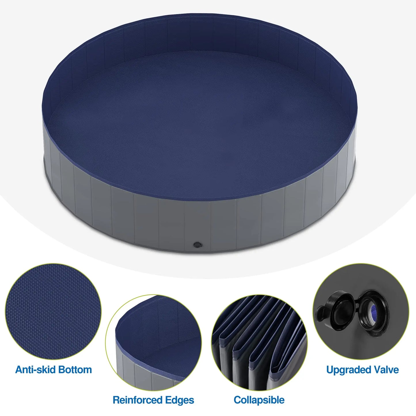 Portable Dog Pool Foldable Pet Bath Tub Anti Slip Collapsible