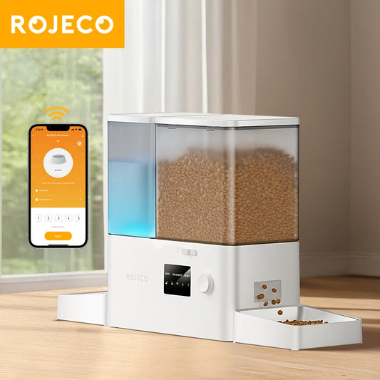 ROJECO WiFi Smart Pet Feeder Water Fountain With App Control