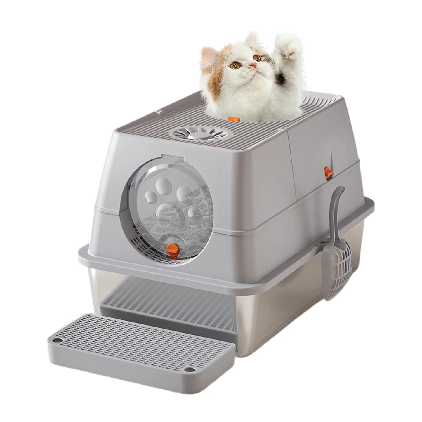 HiMISS Stainless Steel Litter Box with Lid Anti Leak
