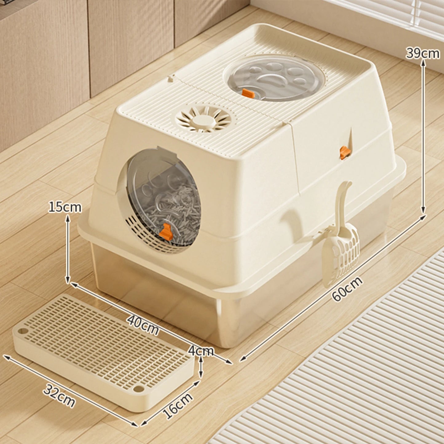 HiMISS Stainless Steel Litter Box with Lid Anti Leak