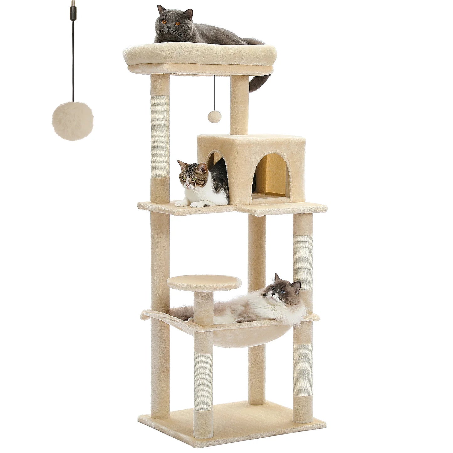 PAWZ Road Cat Tree Indoor 5-Level Tower With Hammock And Scratching Posts