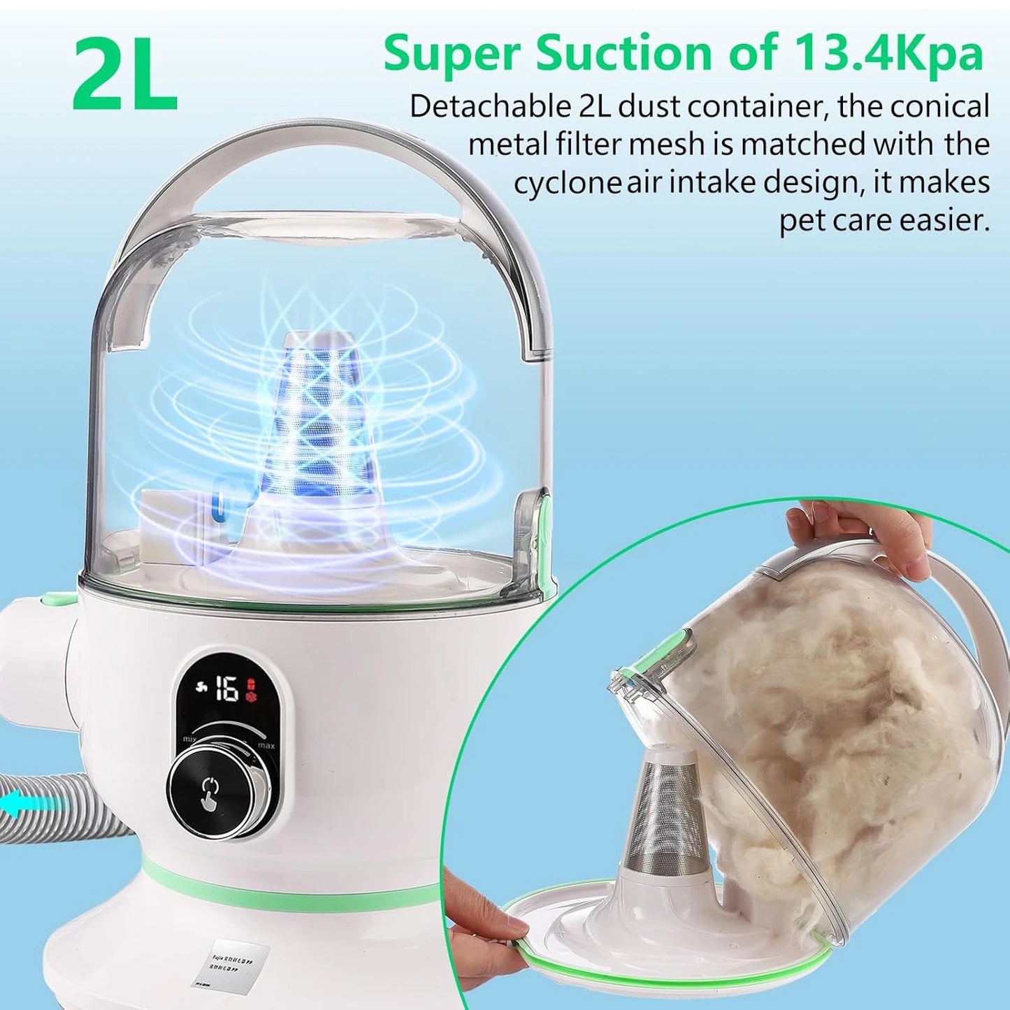 HiMISS Pet Grooming Vacuum Kit With Suction And Tools