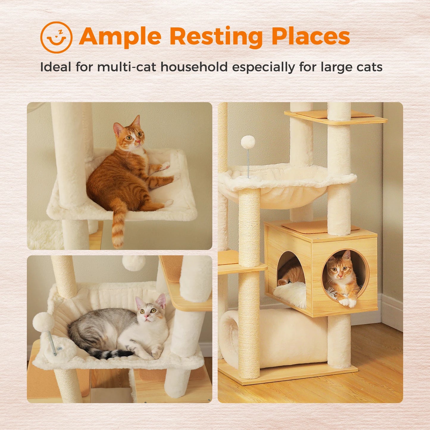 PAWZ Road Adjustable Cat Tree With Hammock And Sisal Posts