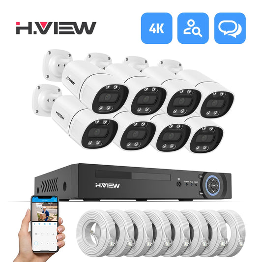 H.VIEW 4K 5MP 8MP PoE CCTV Camera System Alongside NVR