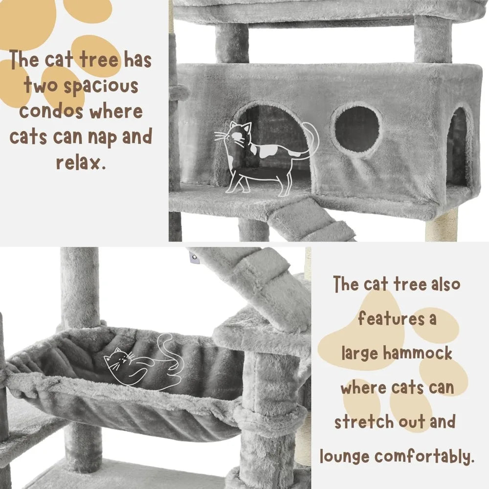 Cat Tree Tower With Scratching Posts Perches Caves Hammock Baskets