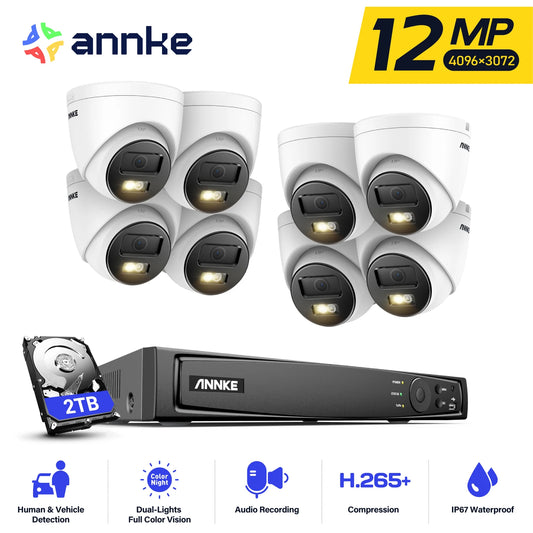 ANNKE 12MP Smart Dual Light Security Camera Kit With NVR