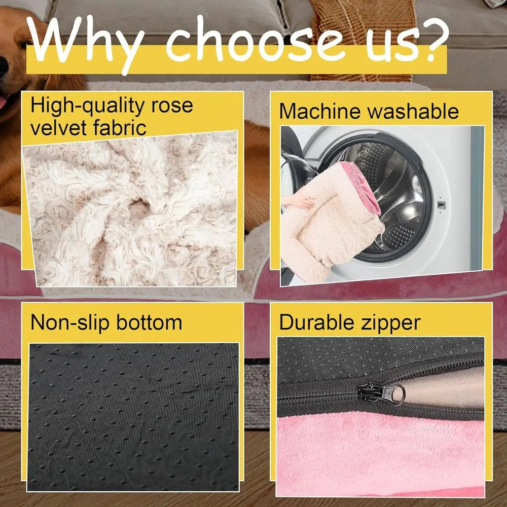 Orthopedic Memory Foam Dog Bed With Washable Waterproof Cover