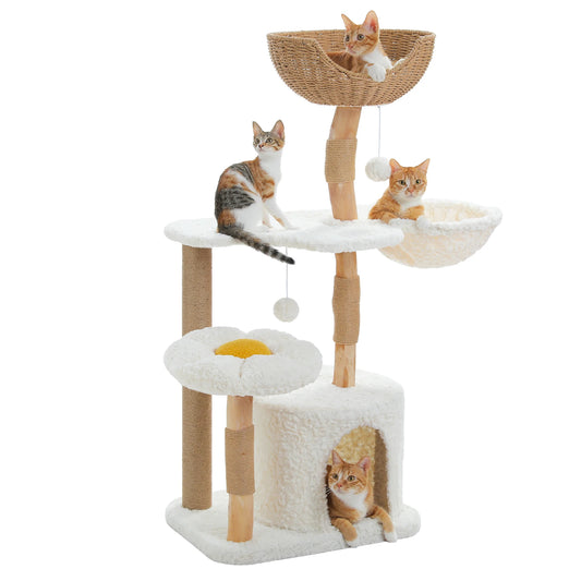 PAWZ Road Solid Wood Cat Tree Tower for Indoor Cats