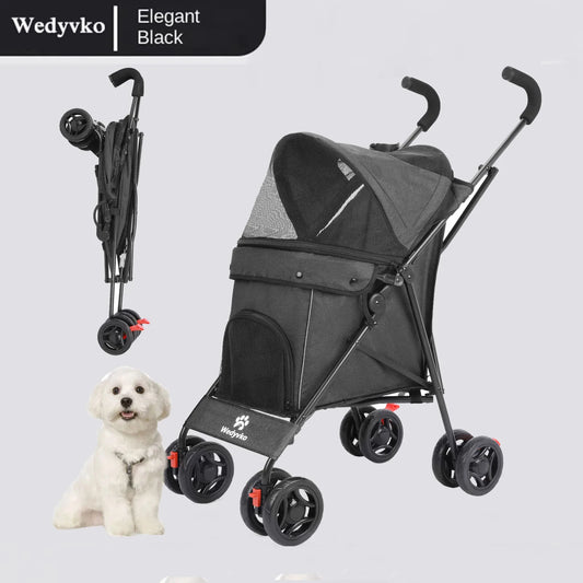 Wedyvko Pet Dog Stroller 4 Wheel Puppy Travel with Brakes