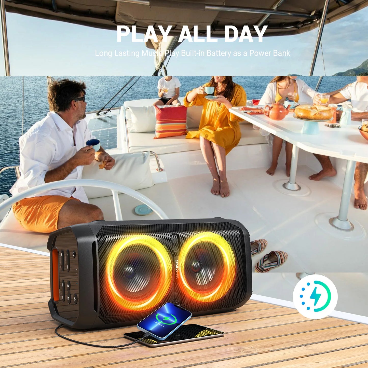 W-King 100W RMS Bluetooth Speaker IPX6 Waterproof Deep Bass