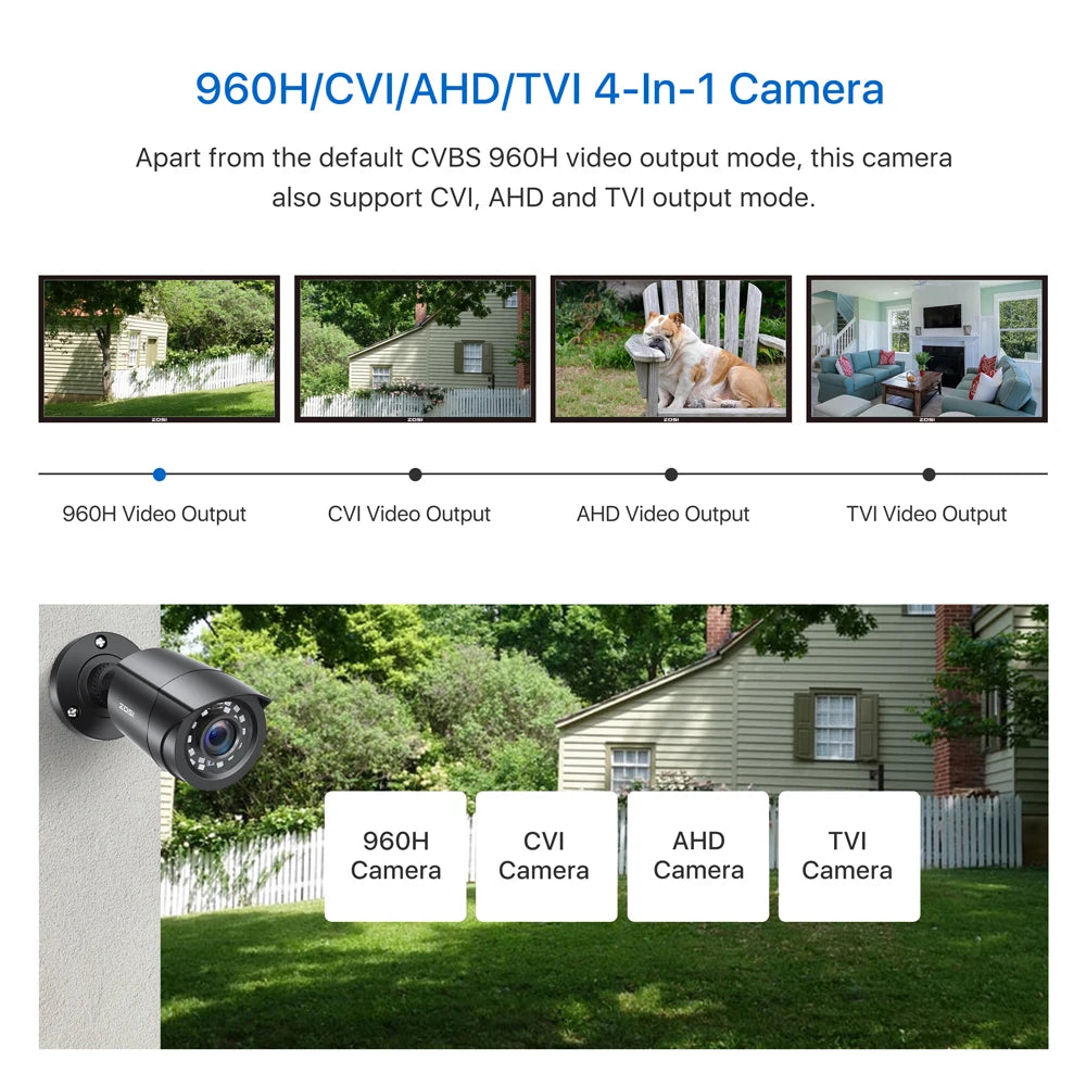 ZOSI 1080P TVI Security Cameras Outdoor Indoor Weatherproof Bullet 4Pack