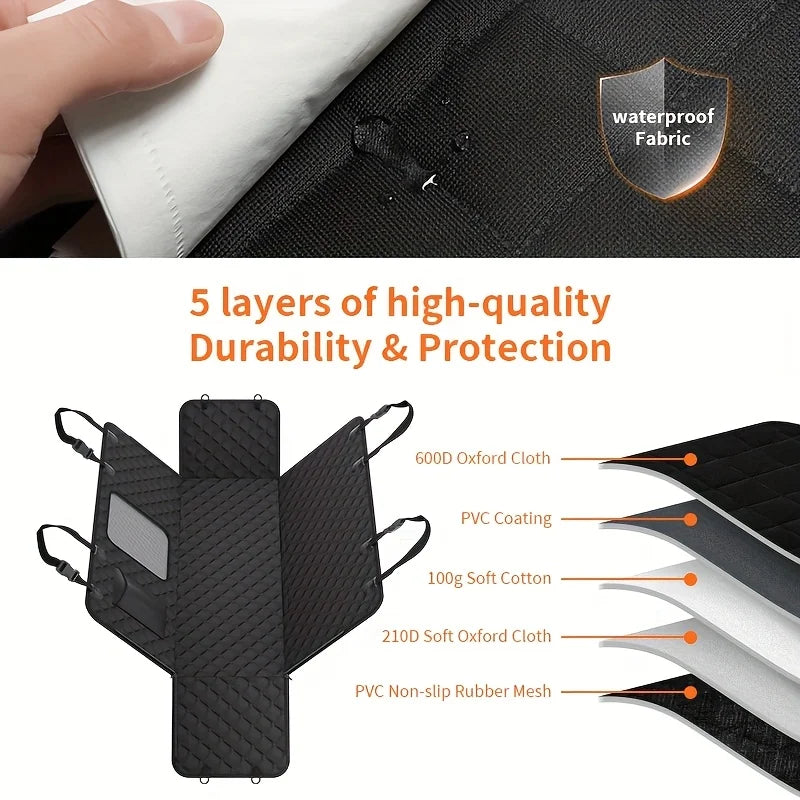 NONECN Dog Car Seat Cover With Storage Pockets Mesh Window