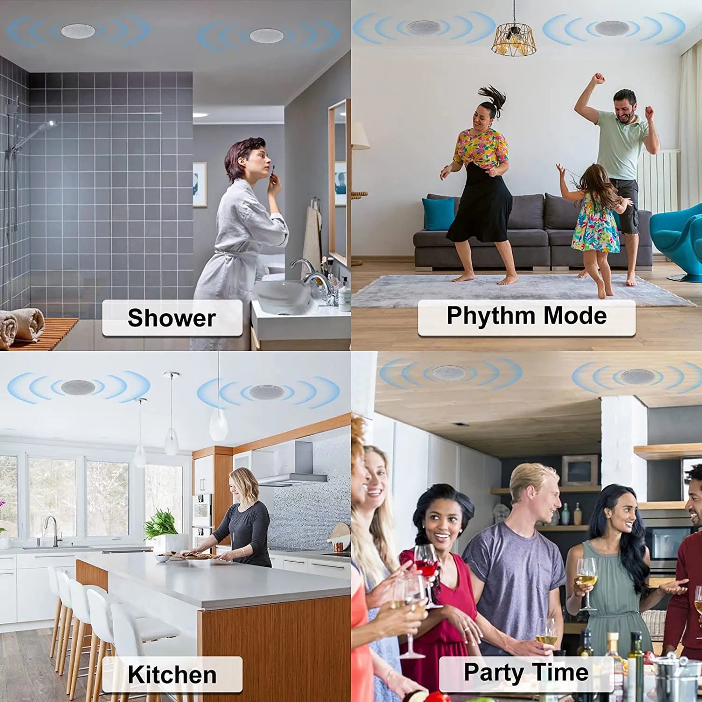 Herdio Ceiling Mount Waterproof Speaker For Bathroom Kitchen