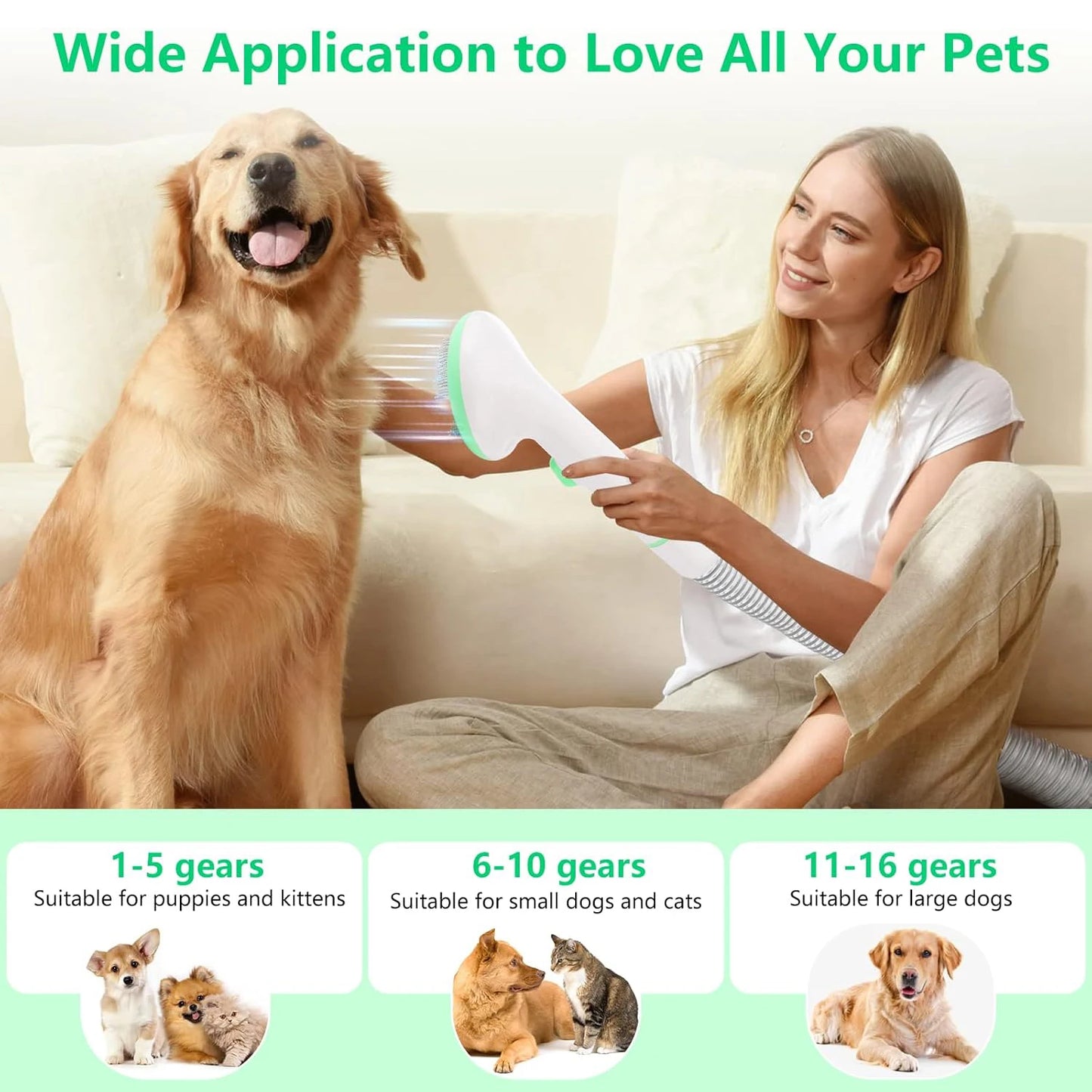 HiMISS Pet Grooming Kit With Quiet Vacuum And 5 Grooming Tools