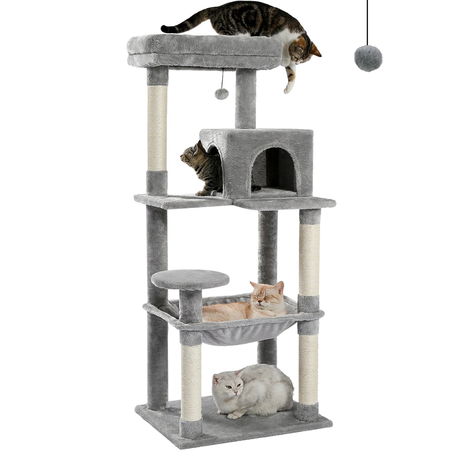 PAWZ Road Cat Tree Indoor 5-Level Tower With Hammock And Scratching Posts