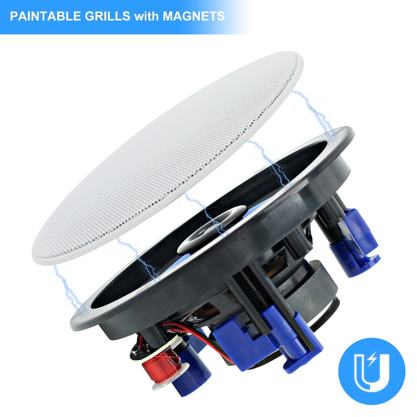 Herdio Ceiling Mount Waterproof Speaker For Bathroom Kitchen